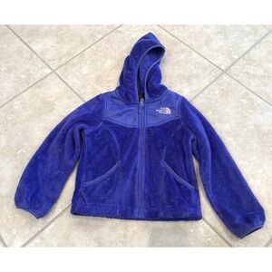 The North Face Girls Fleece Hooded Jacket Purple Full Zip Size XXS (5) Softshell